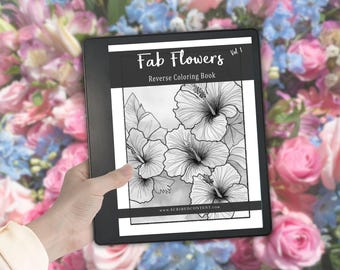 Floral Reverse Coloring Book for Kindle Scribe: 40 Flower Tracing Pages (Hyperlinked PDF Download)