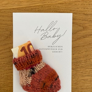 Personalisierte Karte zur Geburt | Coole Socke | Geldgeschenk | A6