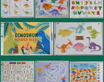 Dinosaur Busy Book, Color Sorting, Alphabet, Preschool Learning (Printable)