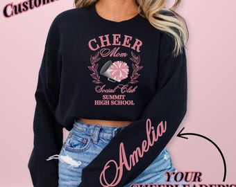 Cheer Mom Sweater Personalized Cheer Mom Social Club Sweatshirt Custom Cheer Mom Gift for Varsity Cheer Mom Present Senior Cheerleader Mama