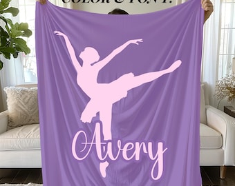 Custom Ballet Dancer Blanket Personalized Ballerina Gift Ballet Name Blanket Ballerina Present Ballet Recital Gift Ballerina Holiday Present