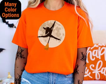 Sexy Witch T Shirt Halloween Pole Dancing Tshirt Pole Dancer Spooky Full Moon Tee Pole Fitness Gift Stripper Halloween Sweatshirt For Her