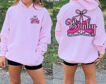 Custom Ice Skating Sweatshirt Personalized Figure Skater Hoodie Ice Rink Outfit Custom Girl Ice Skate Team Hooded Sweatshirt Ice Skater Gift