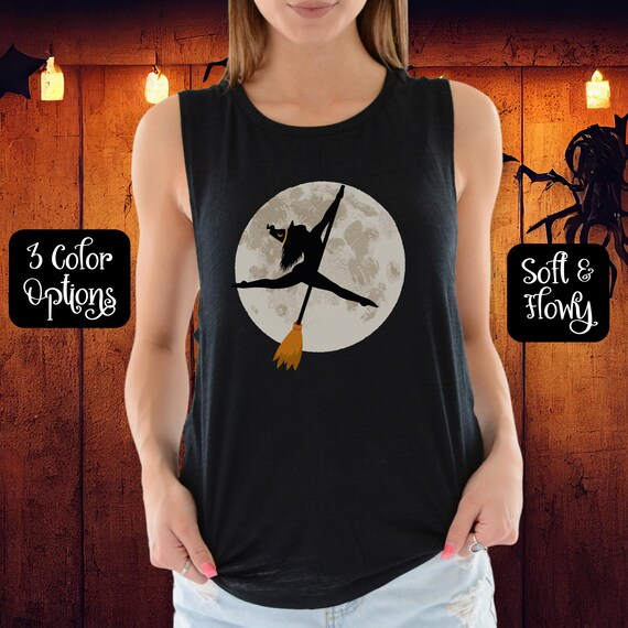 Pole Dancer Halloween Tank Top for Pole Dancer Halloween Shirt Pole Dancing Muscle Tee Halloween Stripper Tank Sexy Witch Shirt Pole Fitness
