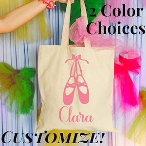 Personalized Ballet Shoe Tote Bag Little Girl Ballet Bag Custom Toddler Ballet Bag With Name Dance Recital Gift Ballerina Birthday Present
