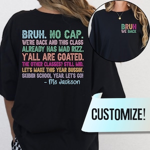Back to School Teacher T Shirt Trendy Gen Z Slang Teacher Shirt Custom Skibidi Teacher Tee Funny Custom First Day of School Teacher Tshirt