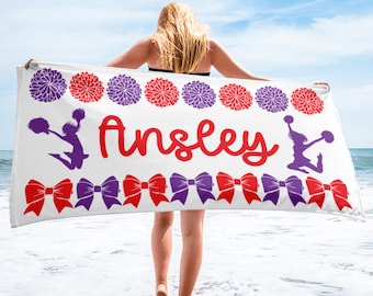 Cheer Trip Gift Personalized Cheerleader Beach Towel Custom Cheer Squad Present Cheerleading Team Cheer Competition Gift National Summit