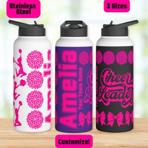 Cheerleading Water Bottle Personalized Squad Gift For Cheerleader Present Cheer Coach Summit Gift Custom Cheer Team Gear Stainless Steel