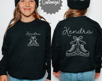 Ice Skating Sweatshirt Personalized Figure Skater Hoodie Custom Ice Rink Outfit Girl Ice Skating Gift Ice Skate Team Hooded Sweatshirt Gift