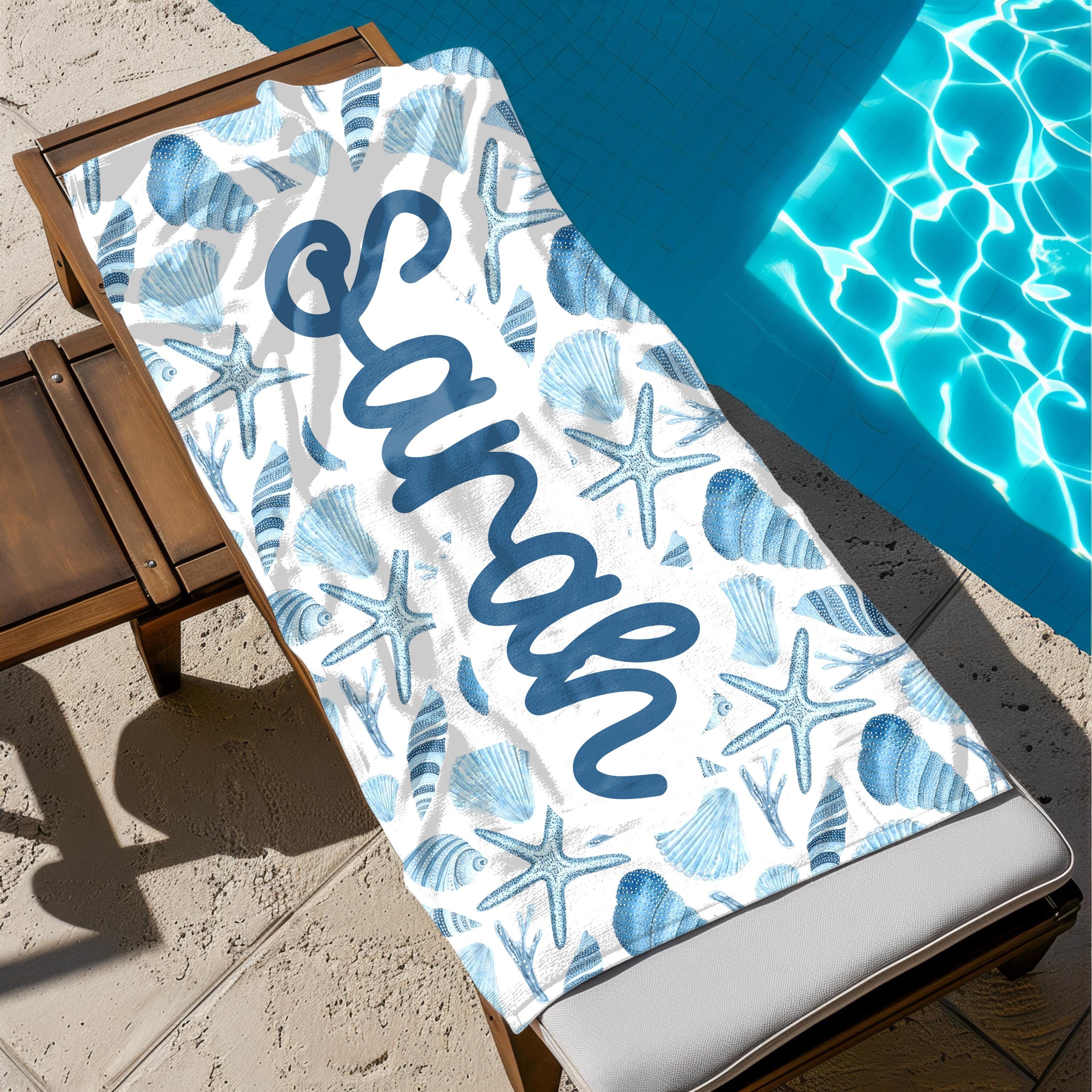 Personalized Bright Seashells Beach Towel