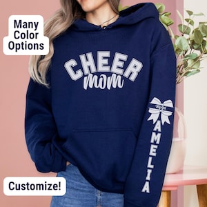 Cheer Mom Sweater Custom Cheer Mom Sweatshirt Personalized Cheer Mom Gift for Cheer Mom Hoodie With Name Cheerleading Gear Cheer Mom Present
