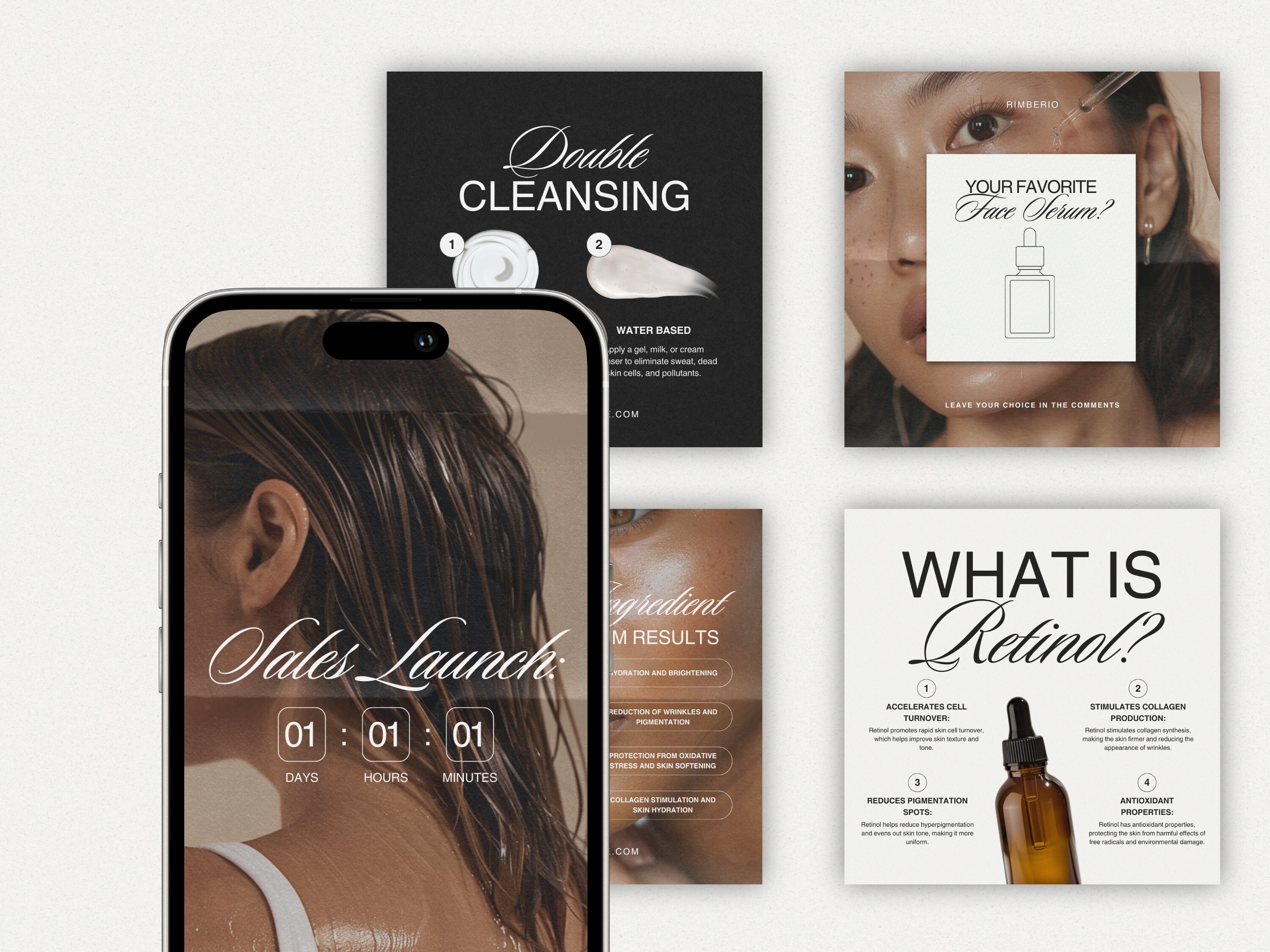 220 Skincare and Beauty Instagram Templates, Esthetician and Dermatologist Canva Designs, Medspa and Acne Social Media Posts