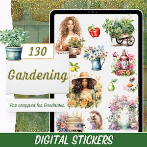 Gardening Digital Stickers for GoodNotes, 130 GoodNotes Planner Stickers, Everyday Digital Stickers, Garden-Themed Digital Sticker Pack