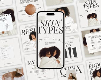350+ Skincare and Beauty Instagram Templates, Esthetician and Dermatologist Canva Designs, Skincare Coaching and Acne Social Media Posts