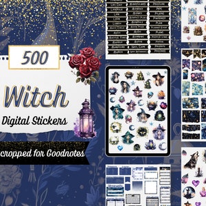 Witchy Planner Stickers Digital, Witchcraft Digital Planner Stickers, 500 Goth Planner Stickers, GoodNotes Digital Sticker Pack