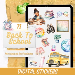 Digitale plannerstickers terug naar school, 71 GoodNotes-stickers, png-bestanden met studiestickers, ideaal voor studenten en docenten