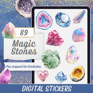 Magic Stones Collection Planner Stickers, 89 Witchy Goodnotes Crystal Stickers Planner Digital Stickers Pack, Goodnotes Stickers