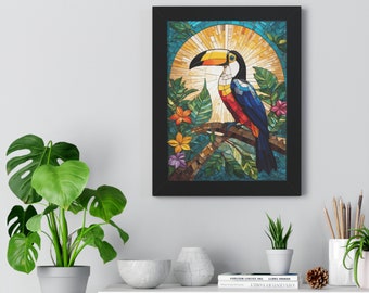 A Toucan Art Mosaic Style - Framed Vertical Poster
