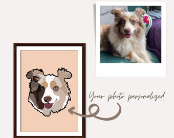 Personalizable Pet Face, Custom Pet Portrait, Digital Pet, Wallpaper Pet Drawing, Dog mom, pet Photo, Unique Gift Animal Lover, Pet Sketches