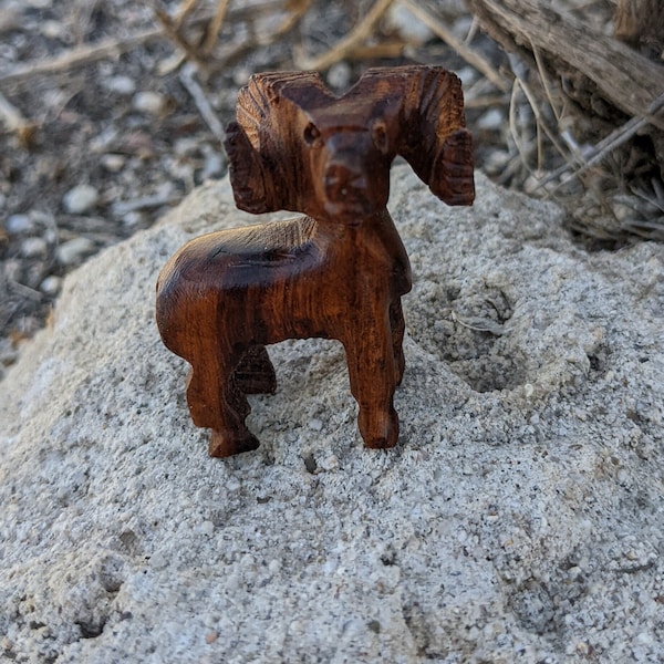 Ironwood bighorn sheep, mini ironwood ram, wooden ram, hand carved ironwood cimarron, wooden sheep, sheep figurine, sheep ornament