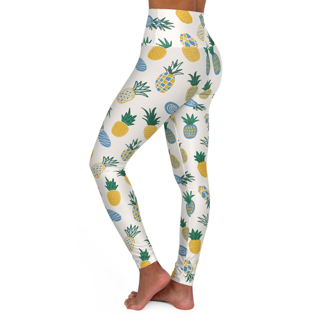 Women’s High-Waist Sports Leggings - Pineapple Paradise - Canopy Mint