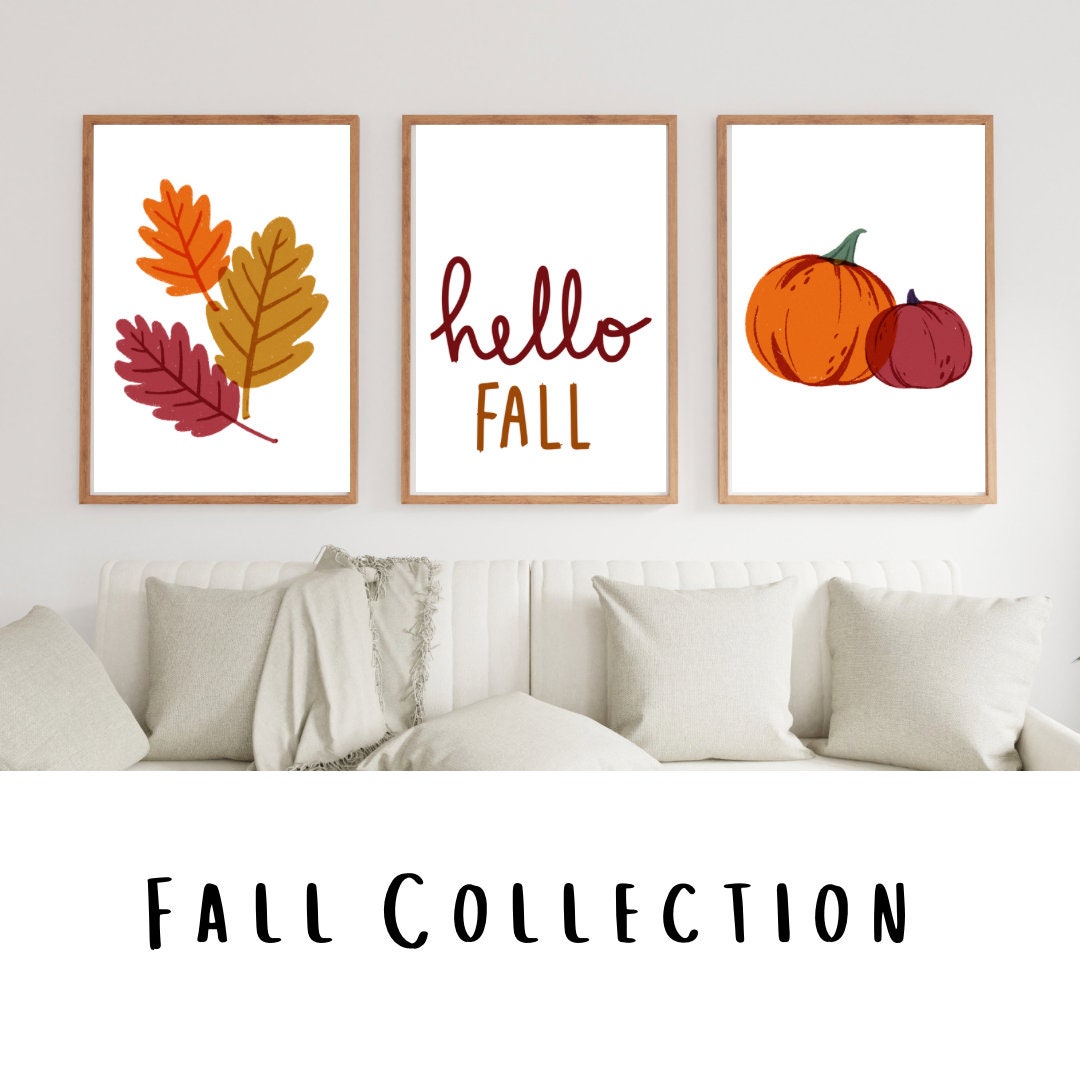 Hello Fall Poster Fall Decor Fall Wall Art Pumpkin Decor Etsy