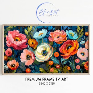 Floral Blossom Samsung Frame TV Art, Primavera Sala de estar Art TV Decor, Vibrante Garden Screensaver Jpg, Colorido arte floral para Frame TV