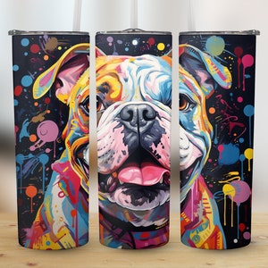 Bulldog Dog Tumbler Wrap 20 oz Skinny Tumbler Sublimation Dog Tumbler PNG For Dog Lover Tumbler Instant Digital Download For Dog Mom Dog Dad