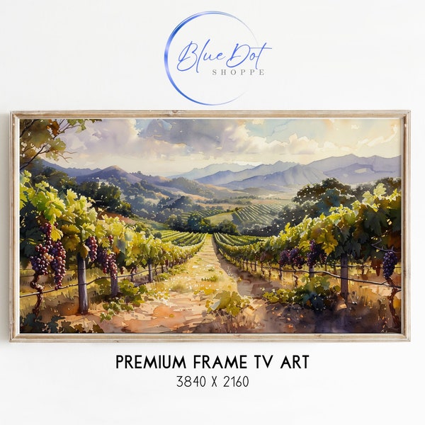 Vineyard Landscape Samsung Frame TV Art, Autumn Art Tv Decor, Impressionist Spring TV Screensaver Jpg, Wine Country Art for Frame TV