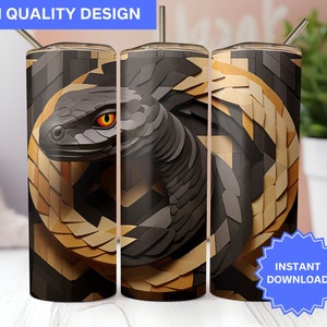 3D Wooden Black Mamba 3D Animal Tumbler Wrap 20 oz Skinny Tumbler Sublimation Design Tumbler Wrap Png Instant Digital Download PNG