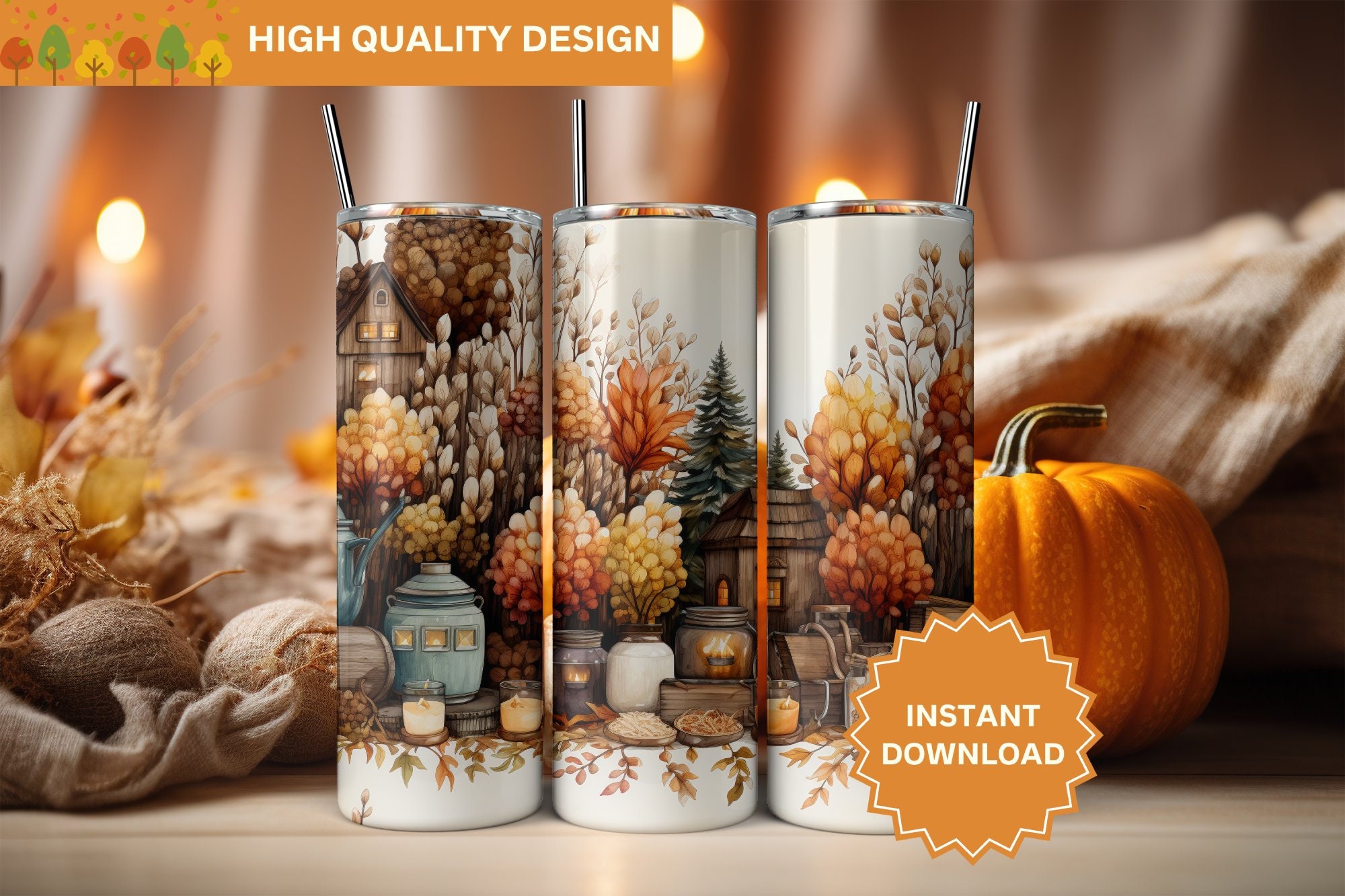Autumn Season Wrap PNG Fall Tumbler Wrap 20 Oz Skinny Tumbler ...
