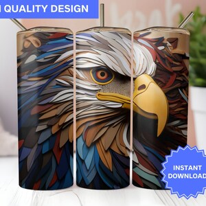 3D Tumbler Wrap 3D Eagle Head Wood 20 oz Skinny Tumbler Sublimation Design Tumbler Wrap Png Instant Digital Download PNG