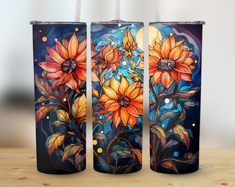 Sunflower Tumbler Design Sunflowers Full Bloom 20 oz Skinny Tumbler Sublimation Design Tumbler Wrap Png Instant Digital Download PNG