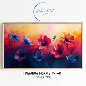 Lebendige Blumenmuster Samsung Rahmen TV-Kunst, Frühlingsblüten-Kunstdekor, abstrakte Blumen TV-Bildschirmschoner Jpg, bunte Gartenkunst für Frame TV
