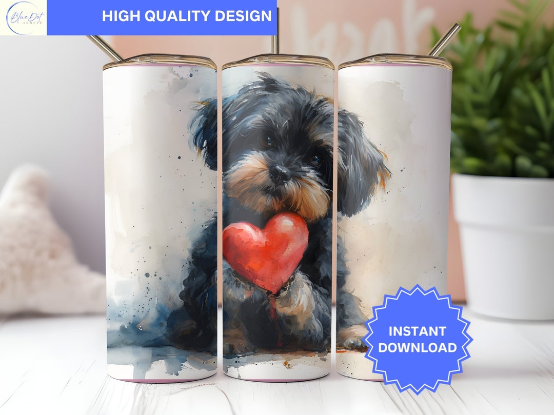 Shih Tzu Dog Tumbler Wrap Watercolor 20 Oz Tumbler Wrap Sublimation Dog ...