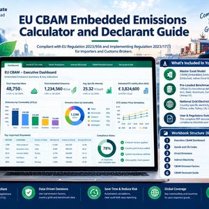 EU CBAM Calculator Excel, Carbon Border Adjustment Mechanism Template, Embedded Emissions Tracker, Steel Aluminum Cement CN Codes