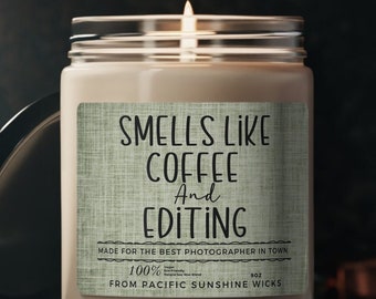 Coffee and Editing Photographer Soy Wax Candle, Photographer Gift, Event Wedding Photographer, Photography Candle, Eco Friendly 9oz. Candle