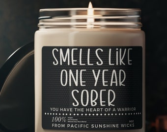 One Year Sober Anniversary Sobriety Gift Scented Soy Wax Candle Gift for Recovery Men's Gift for Women Sobriety Celebration Gift Clean Sober