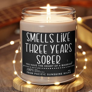 3 Year Sobriety Anniversary Candle: Addiction Recovery Gift