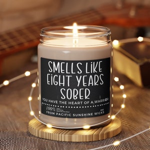 8 Year Sobriety Anniversary Candle - Recovery Gift