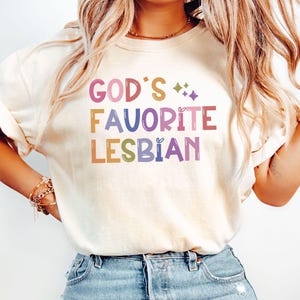God&#39;s Favorite Lesbian Comfort Colors® T-shirt, Y2K Bimbo Pride Tee, Be Kind of a Bitch, Sapphic Queer Weirdcore Top, Ironic Shirt
