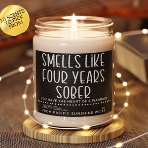 4 Year Sobriety Candle Gift: Scented Soy Wax Anniversary Candle