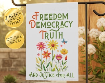 Subtle Anti Trump Garden Flag: Progressive Boho Floral Decor, Justice For All Banner