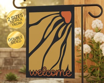 Boho Floral Welcome Garden Flag: Abstract Wildflower Lawn Decor
