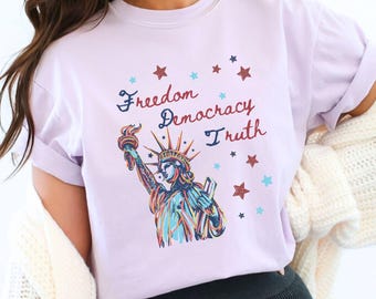 Patriotic Subtle FDT TShirt, Progressive Tee, Freedom Democracy Truth 4th Of July Shirt, Subtle Anti Trump