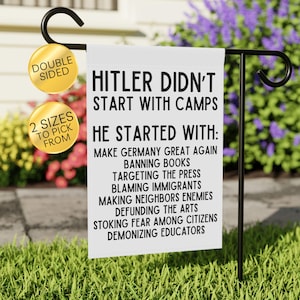 Subtle Anti Trump Garden Flag, Political Message, Progressive Porch Decor, Defend Democracy Banner