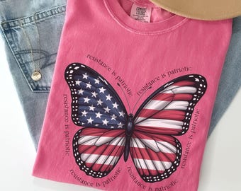 Resistance is Patriotic Comfort Colors T-Shirt, Progressive Liberal 4th Of July Tee, Patriotic Protest Shirt