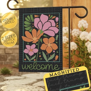 Subtle Protest Garden Flag, Hidden Message Floral Yard Sign, Boho Resist Flag, Progressive Porch Decor, Liberal Banner