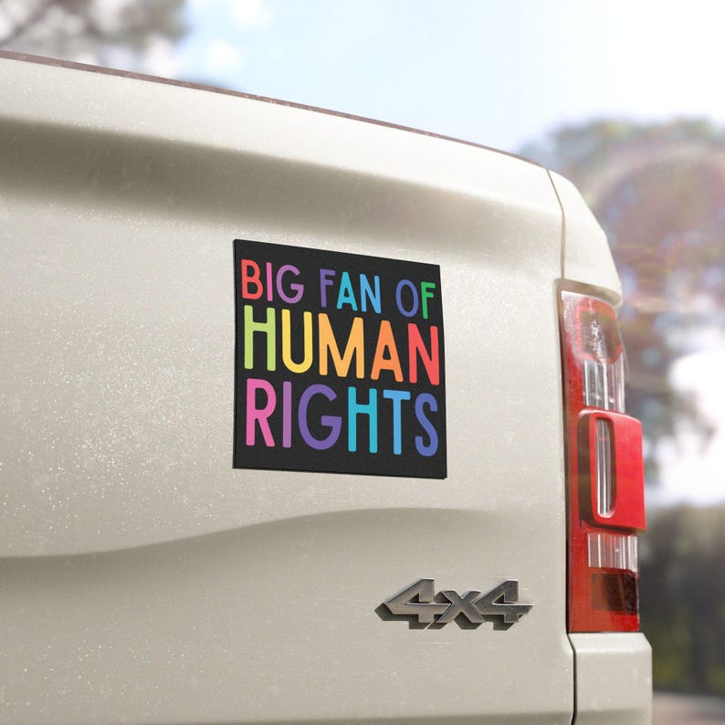 Big Fan Of Human Rights Car Magnet, Resistance Equality, Anti MAGA, Anti Trump Bumper Magnet, LGBTQ+ Pride, Liberal Auto Accessory