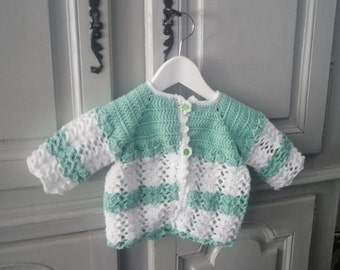 Gilet en laine fait main au crochet, bébé, cadeau de naissance, layette